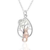 359340 FURRY COMPANIONS MOON GAZING CAT TWO TONE NECKLACE